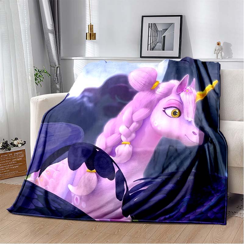 Mia And Me Cartoon Print Flannel Throw Blanket Soft Warm Bed Cover For Kids Bedroom Living Room Sofa Home Decor Gift