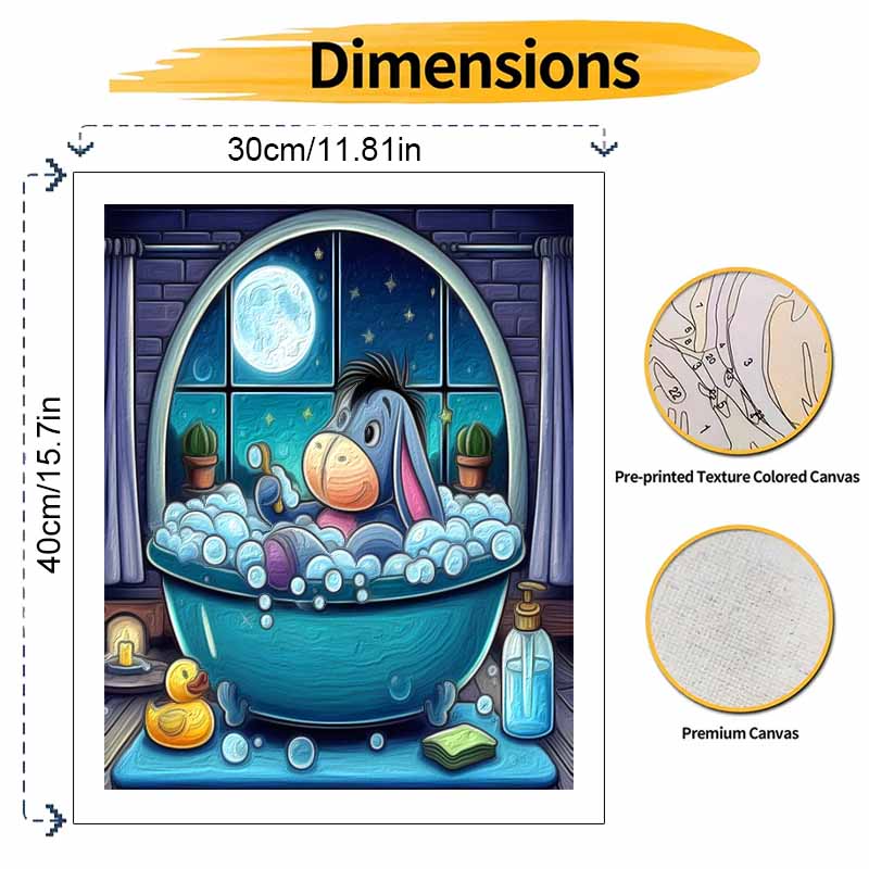 Disney Eeyore Bubble Bath Canvas Painting Kit Home Decor Craft Perfect Gift Idea Creative Fun for Adults and Teens