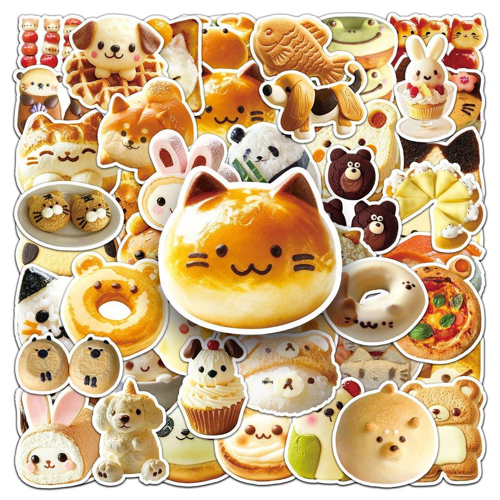 Tierfutter Sticker Set: 50 Niedliche Cartoon Brot-, Keksformen, Wasserdichte Brotdosen-Dekoration.
