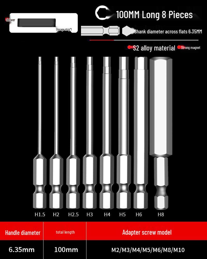 Hexagonal Driver Bit Extension for Screwdriver and Drill