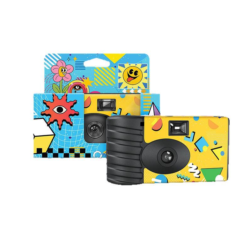 Memphis Black & White Disposable Film Camera - 18 Shots, Customizable LOGO, Illustration Design