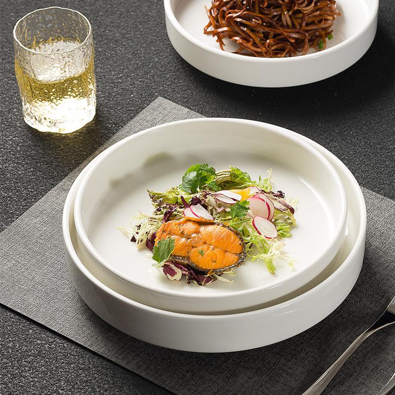 Plates Vegetable Plates Household New Deep Plate Steamed Egg Plate Premium Salad Plate Hotel Preparation Plate Private Kitchen Tableware