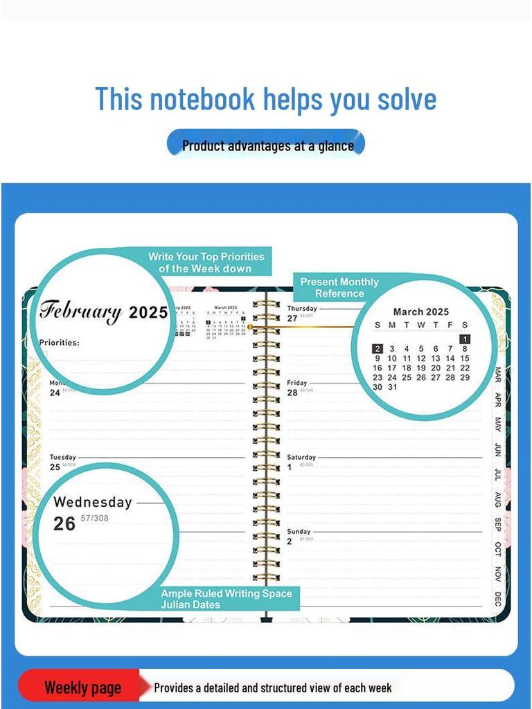 2026 Hardcover Spiral Planner & Sketch Notebook