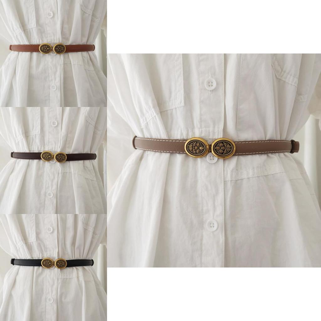 Womens Simple Black Leather Waist Belt With Alloy Closure For Versatile Style