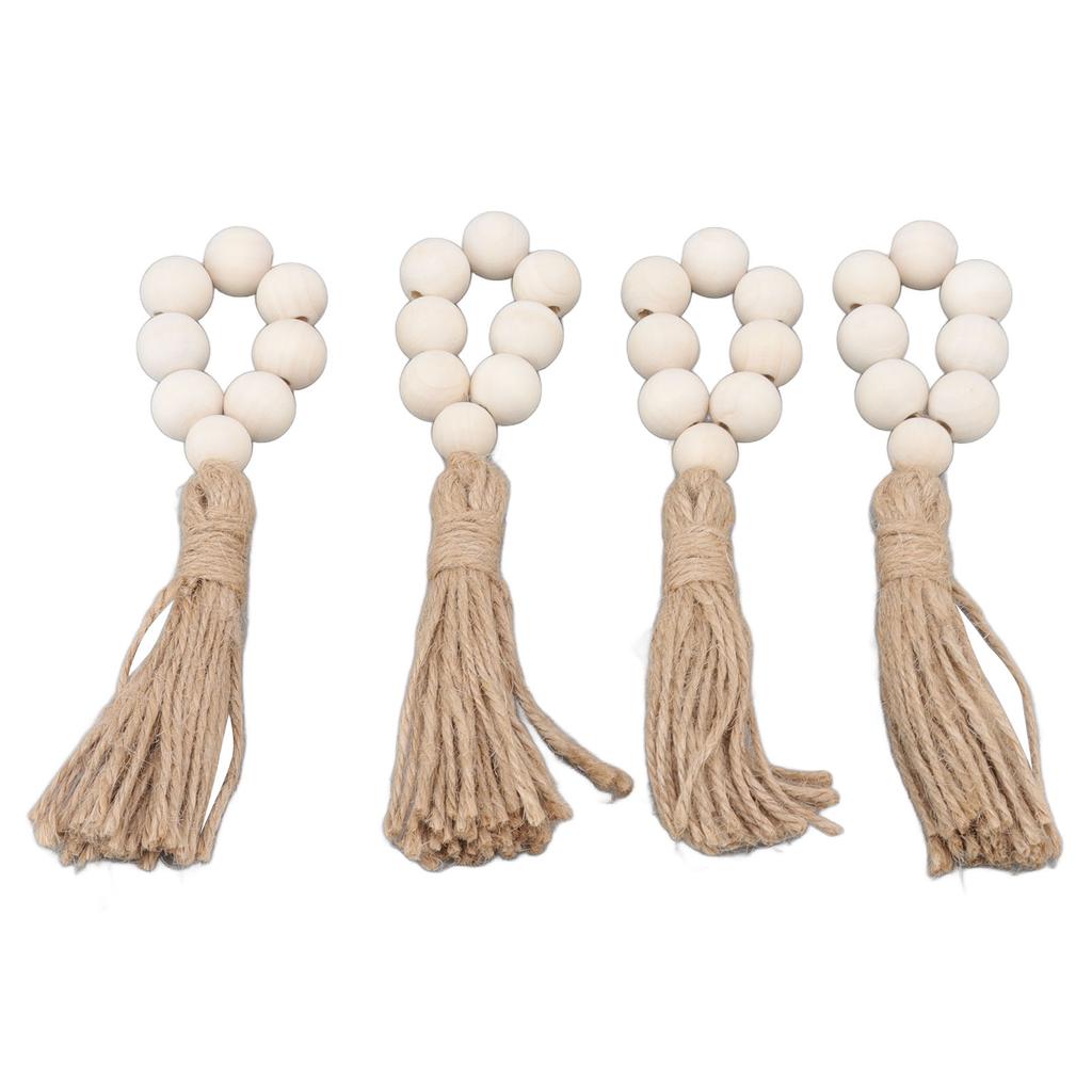 Napkin Ring Decorative Elegant Wood Beads Table Napkin Holder with Tassels for Party Wedding Home