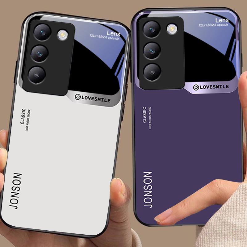 Large Window White For Y72 33S 11 03 36 96 Lite 35 16 Iqoo 12 V40 SE 5G 29 40 21 30 X80 Pro Vivo Tempered Glass Phone Case Black