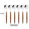 6/30Pcs Imitation Wooden Handle Cutlery Set Knife Cake Fork Coffee Spoons Tableware Stainless Steel Dinnerware Western Flatware