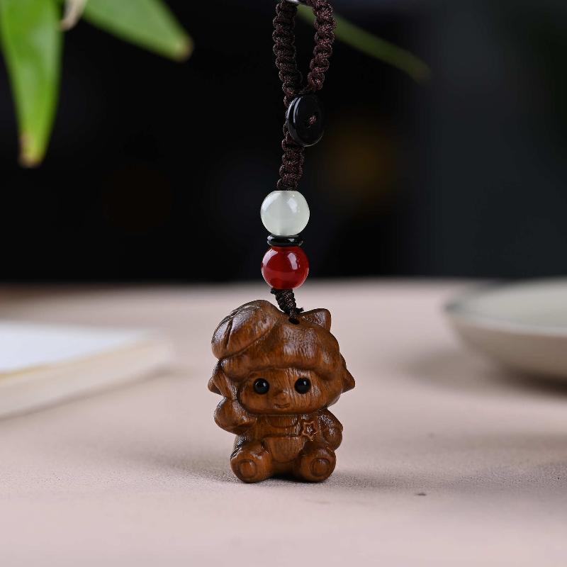 Cute Sheep Goat Shape Charm Diy Making Accessories Jewelry Findings Keychain Components Wood Car Keyring Sandalwood Keychains