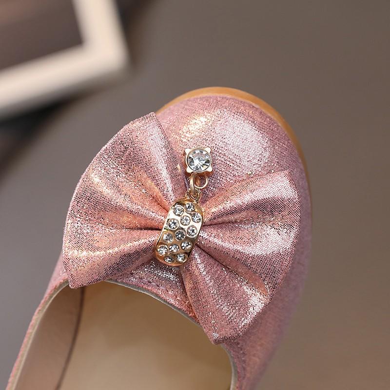New Leather Shoes Summer Fashion Versatile Girl Shoes Sweet Retro Simple Kid Sandals Bow Water Diamond Princess Shoe Wholesale
