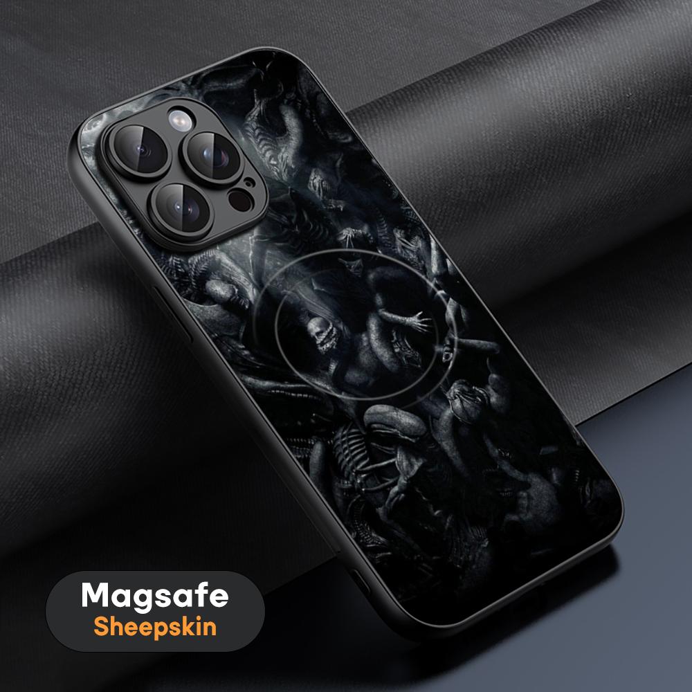 Film Alien M-Mons-TER Cool Phone Case For iPhone 17 16 15 14 13 12 11 Plus Pro Max High-end Luxury Magsafe Sheepskin