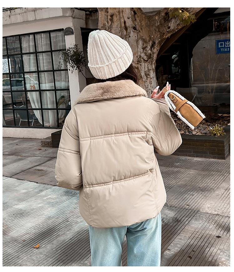 Large Fur Lapel Short Down Jacket Women's Cotton-padded Clothes Loose Thickened Jacket