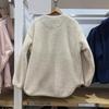 2025 Autumn Winter Women's Faux Lambswool Fleece Cardigan Jacket - Warm Round Neck Design