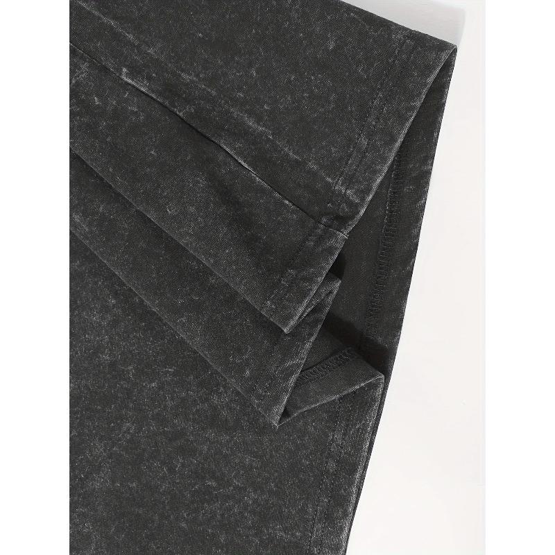 European Size Holy Spirit Full of Retro Washed High-Quality Pattern T-Shirts, Men'S T-Shirts, Old Summer Clothing, Shoulder Sleeves, Crew Neck Tops