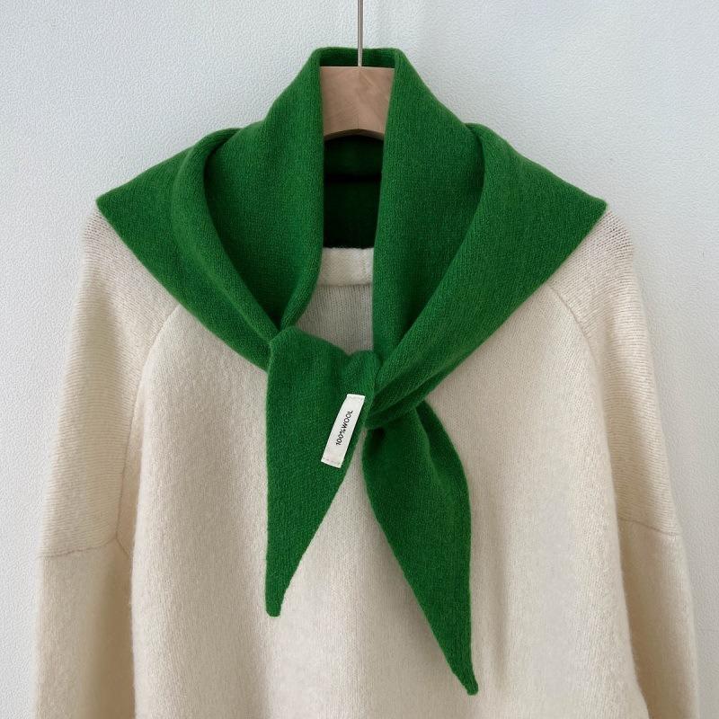 Women S 100 Australian Wool Triangle Scarf Spring Solid Color Versatile Shawl