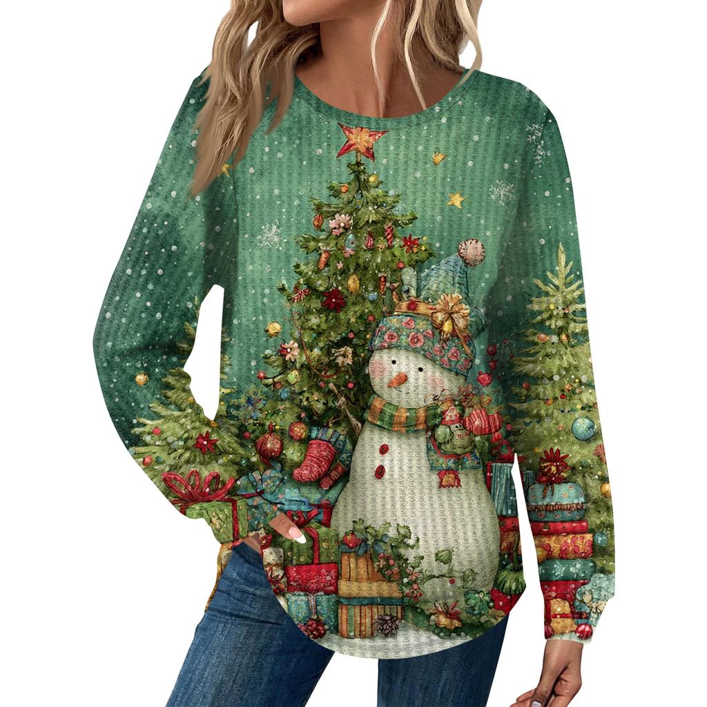 Dámská móda Dlouhý rukáv Vánoční Volný Dlouhý rukáv Kulatý výstřih Ležérní Top