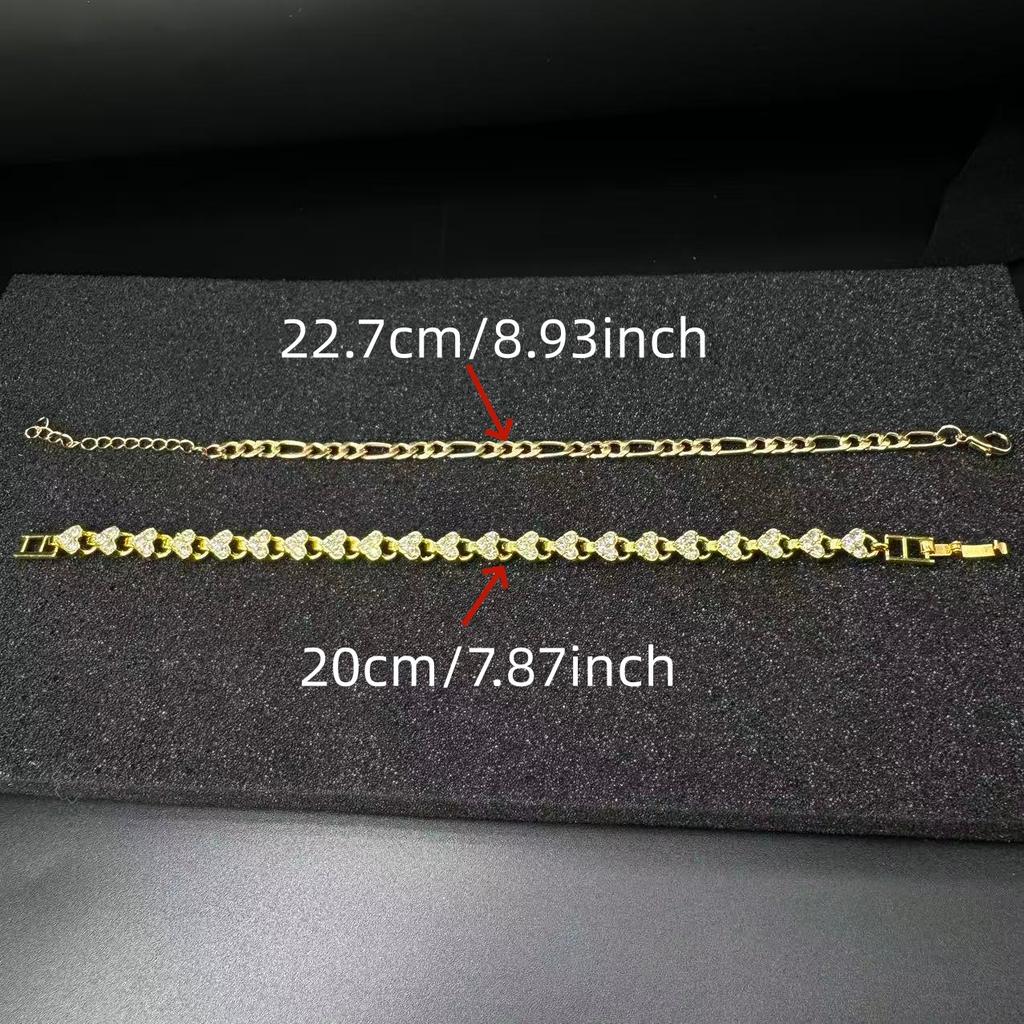 2-Piece Fashion Bracelet Set Bohemian Style Heart Bracelet Premium Gold-Plated Bracelet Party Gift Jewellery Birthday Present