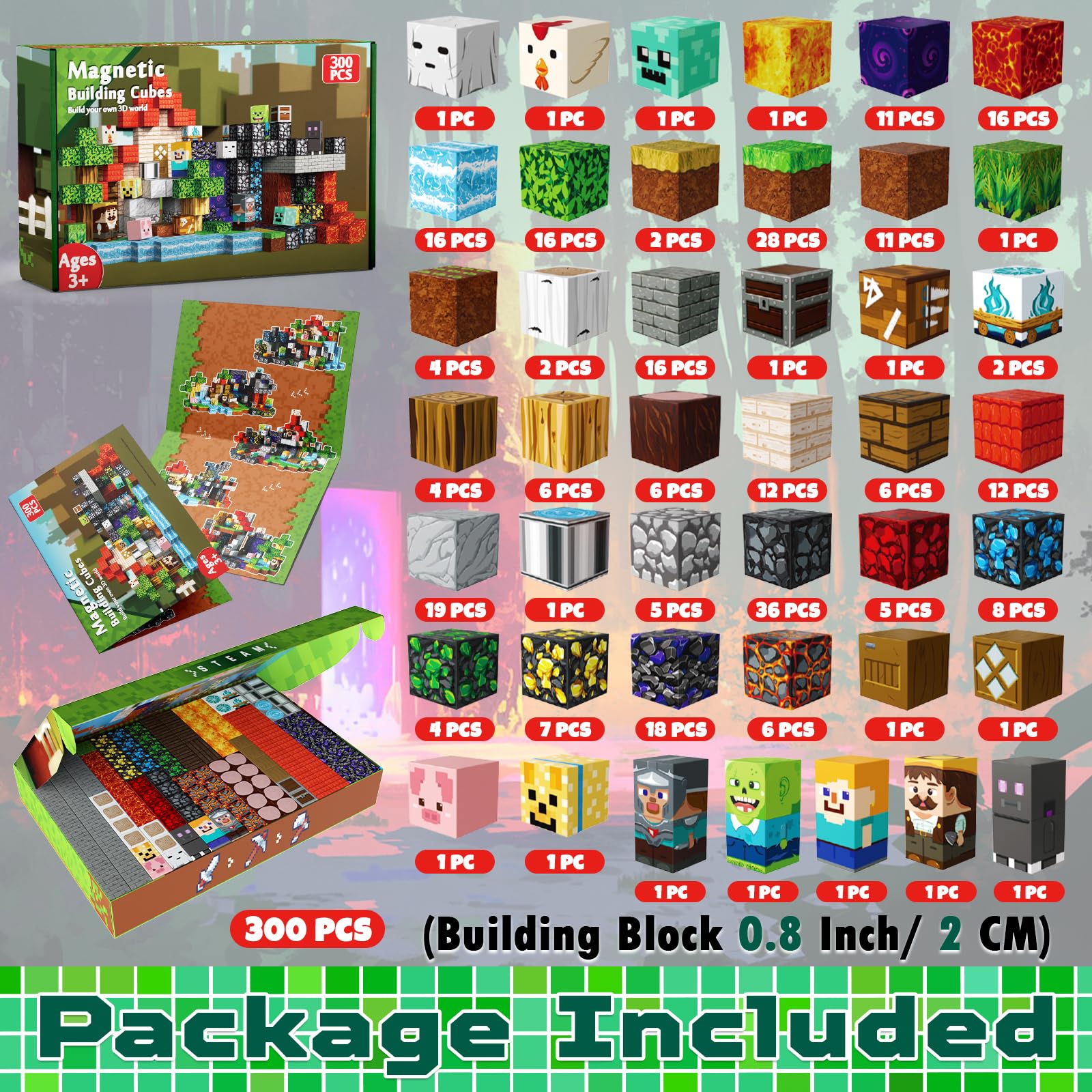 

300 шт. Магнитные блоки STEM Монтессори Игрушки Конструктор, Развивающие строительные блоки Детские игрушки в качестве рождественских подарков на день рождения