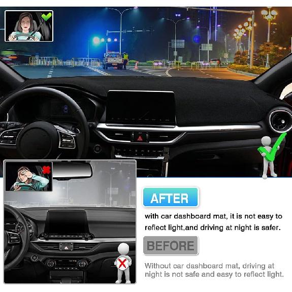 Autorder Dashboard Cover Mat for 2019-2023 2024 Kia Forte Accessories Dash Cover Flannel Dash Mat Sunshade Glare UV Rays Protector