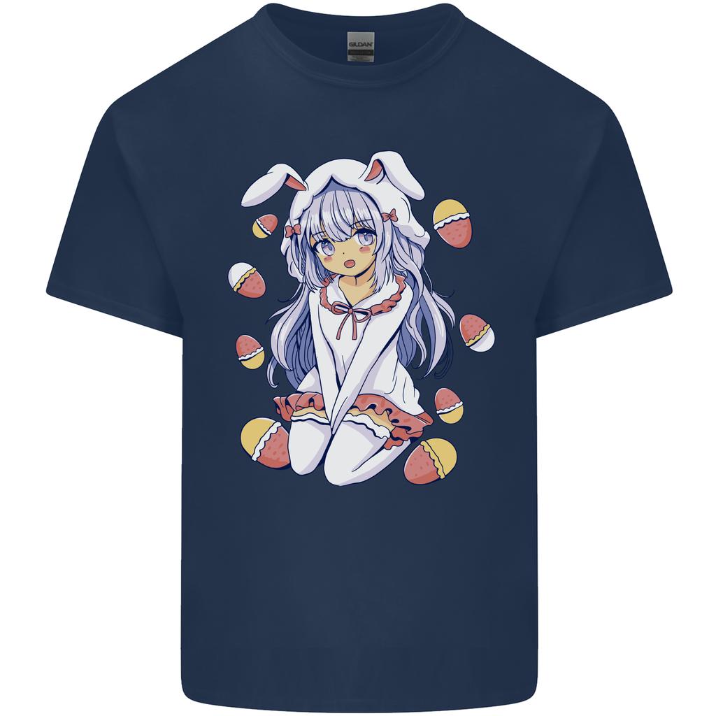 Easter Anime Girl With Eggs and Bunny Ears Unisexs Light Cotton TShirt