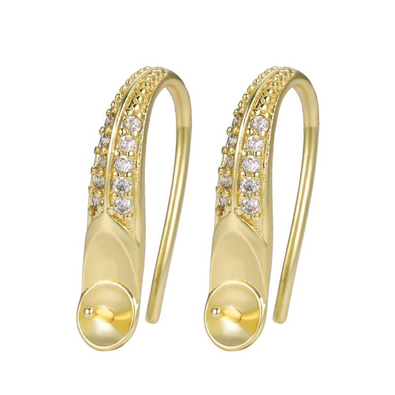 18K Gold Plated Micro-set Zircon High Heel Pearl Earrings - DIY Semi-Finished Mounts