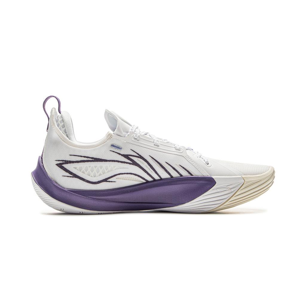 Nuevas Zapatillas de Baloncesto LiNing Sonic 13 Antideslizantes Resistentes al Desgaste Caña Baja Hombre Blanco Morado ABAV025-7