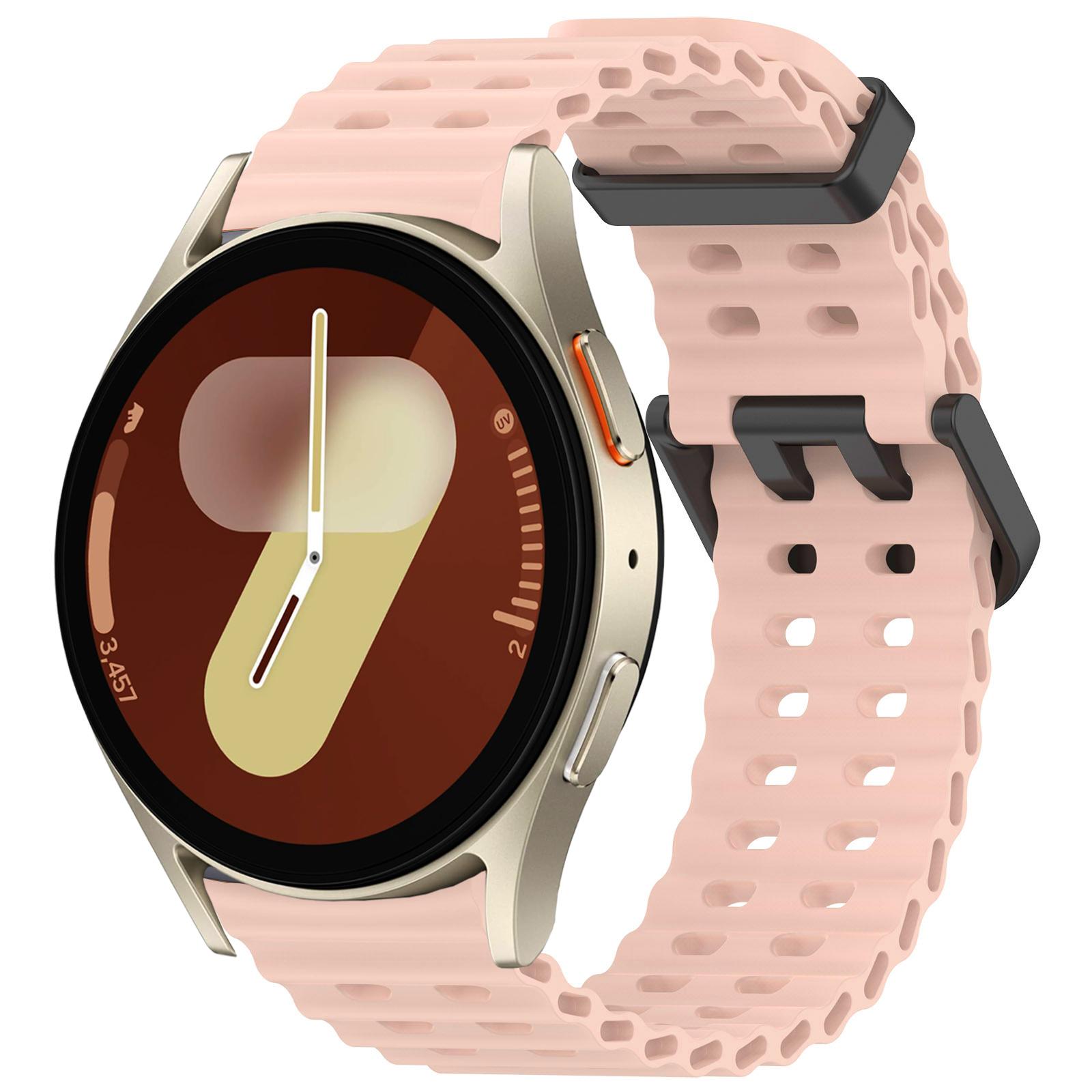 

Морской ремешок для Samsung Galaxy Watch 7 FE 5 6 4 Classic 5 pro 40 44 мм Без зазоров Силиконовый браслет correa Galaxy Watch6 watch4 Ремешок Galaxy Watch7 44mm розовый