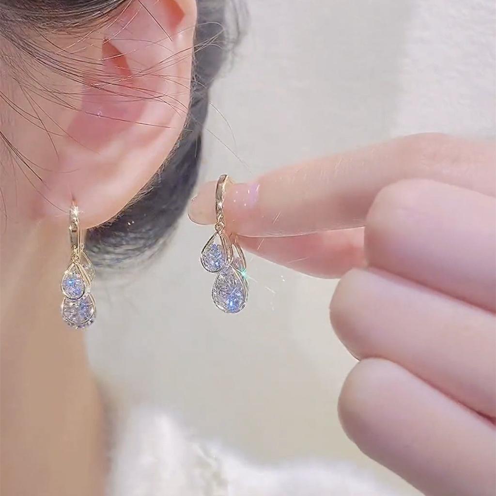 New Exquisite Zircon Flower Drop Earrings for Women Korean Elegant Luxury Long Tassel Earring Girls Party Temperament Jewelry