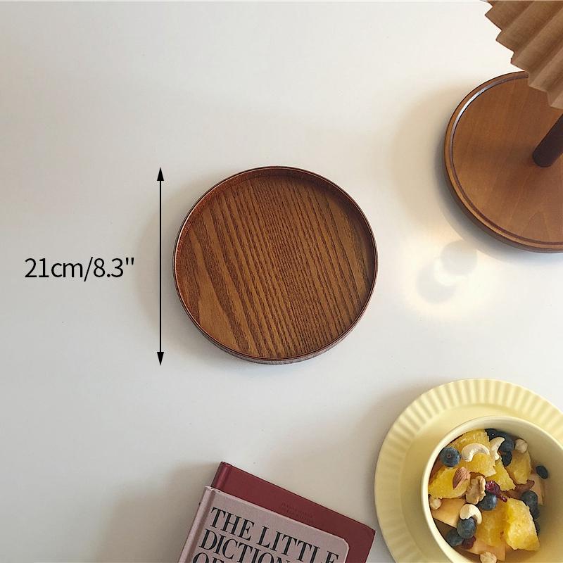 Table Decoration Tray Wooden Round Tray Decorative Trays Snack Plate Sundries Display Organizer Desktop Decorative Plate