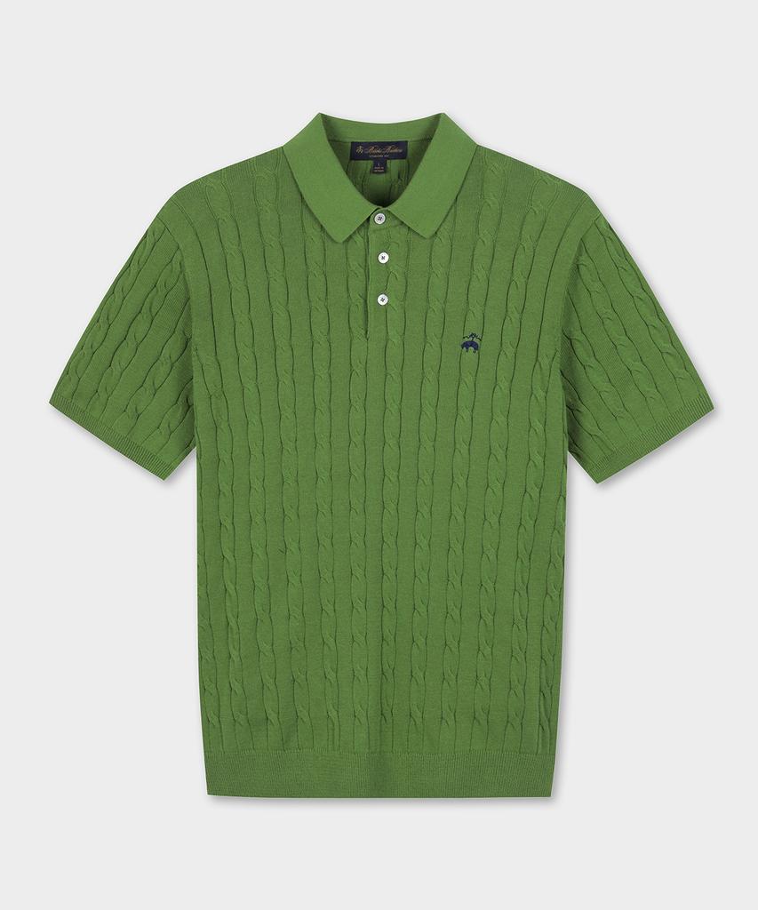 BROOKS BROTHERS Cotton Cable Polo Short Sleeve Sweater (Green) (Bbwtmb204Aifm)