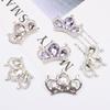 2 pieces of 26 * 36mm Korean style fashionable diamond studded alloy crown accessories DIY hair accessories bow tie snap button