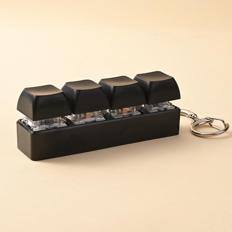 Keyboard Key Toy 4 Keys Button Keycap Fidget Keychain Keyboard Clicker Toy Keyboard Cube Toy for Adult Gifts To Relief Pass Time