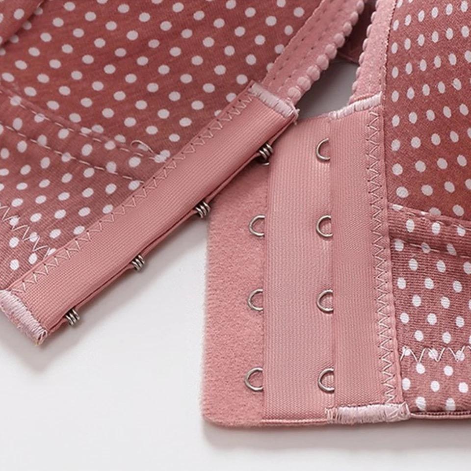 FallSweet Front Closure Push Up Bra Women Wireless Brassiere Sexy Underwear Polka Dot Lingerie Female