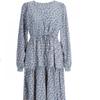 Shop   Women V Neck Waist String 2 Layer Ruffle Floral Long sleeVe Long Dress Th