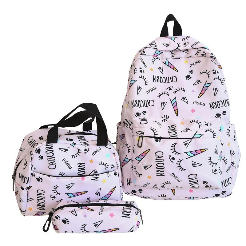 Cute Printed Lightweight Backpack 2024 New Niche Versatile Multi-piece Set Schoolbag Large-capacity Middle School Student Backpack