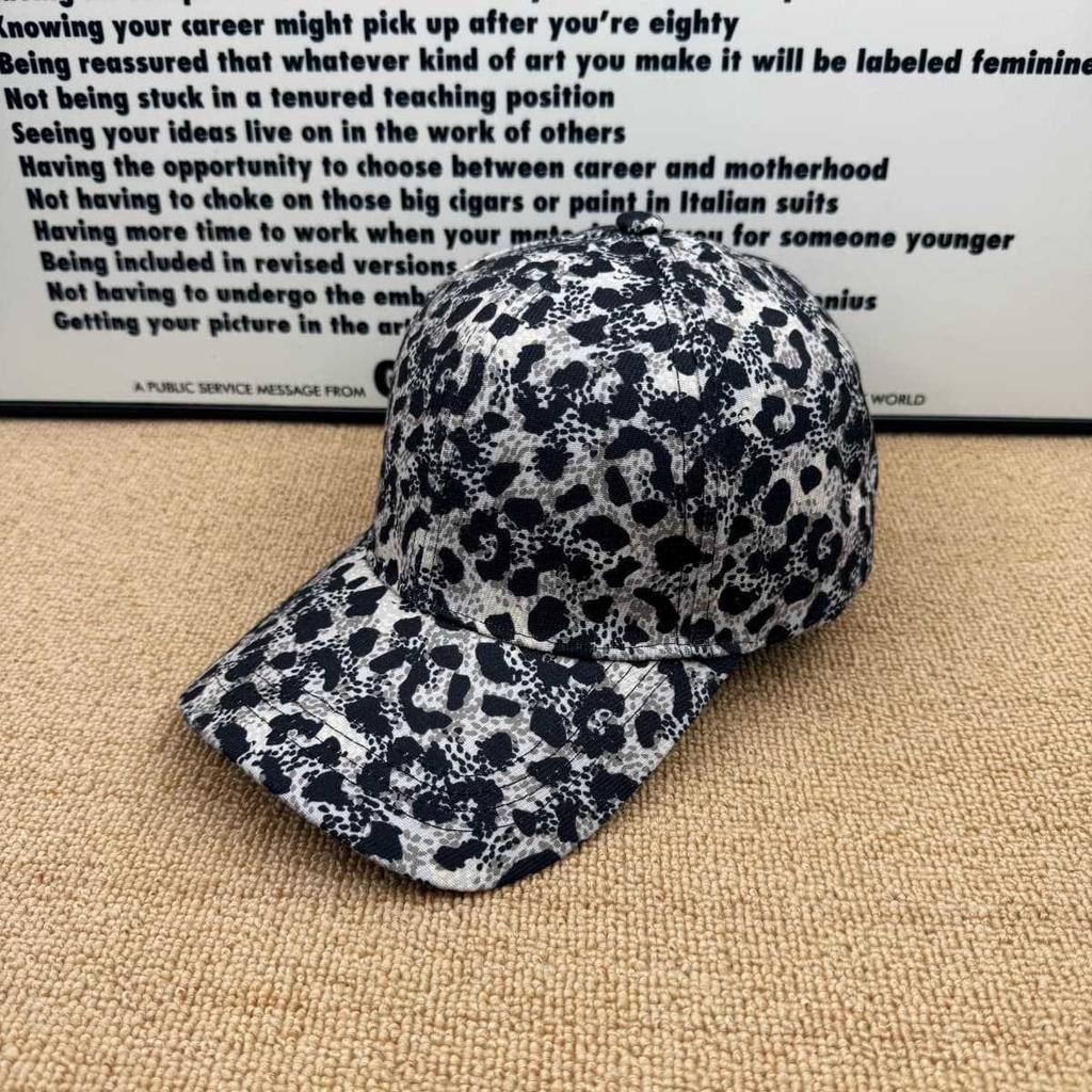 American retro leopard print baseball cap men's and women's enlarged brim sun hat showing face small versatile cap spring and summer