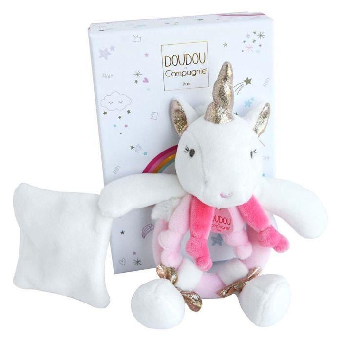 DOUDOU ET COMPAGNIE Lucie La Licorne - Hochet Avec Doudou