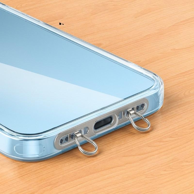 Not Loss Double Hook Phone Lanyard Side Mount Pad Metal Lanyard Clip with Two Rings Corrosion Resistant Clip for Phone