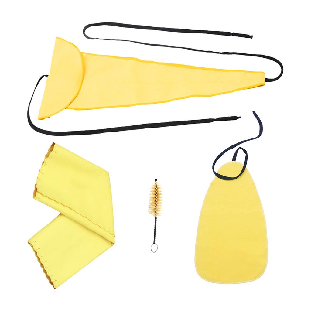 4Pcs Sax Mouthpiece Brush Kit Lightweight Portable Reliable Wiping Cloth Saxophone Cleaning Set for Sax Yellow