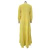 Women Solid Color V Neck Loose Long Sleeve Bohemian Midi Dress