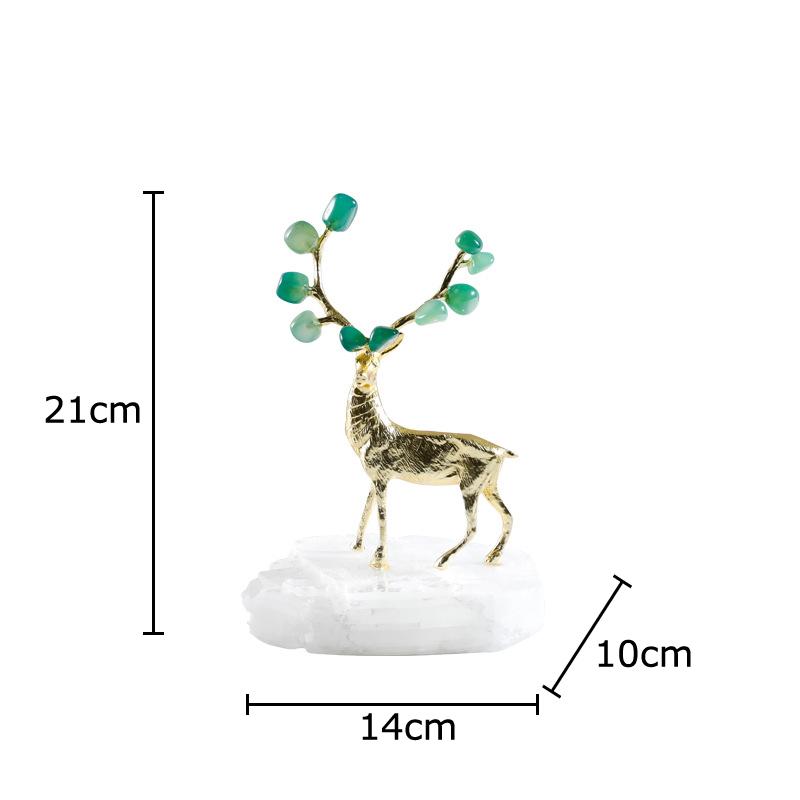 

Green Agate Golden Deer Statue Desk Decoration Gold-plated Deer Sculpture Creative Crafts Ornaments Room Aesthetic Decor