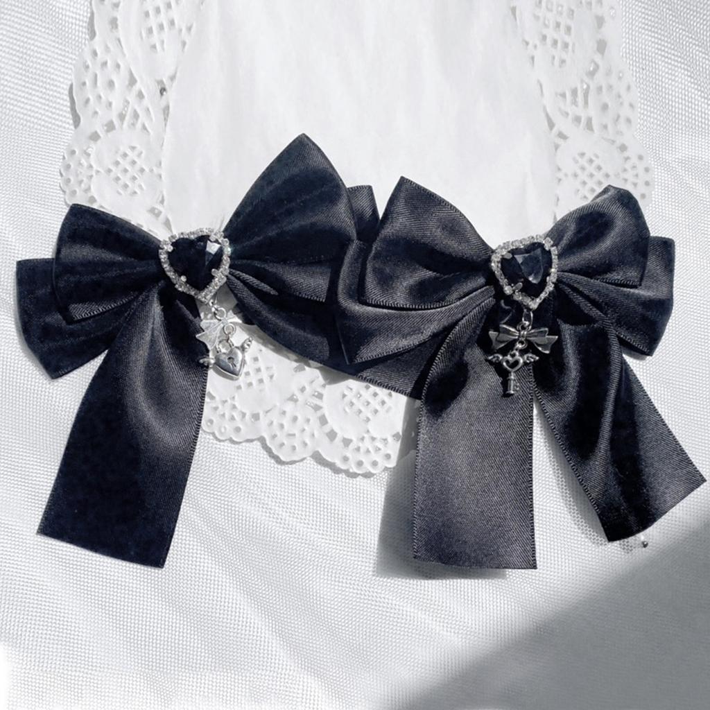 Cute Sweet Girly Dark Bow Hair Clip Bow Cross Gothic Y2K-style Bow Bunches Accessories Sweet Balletcore