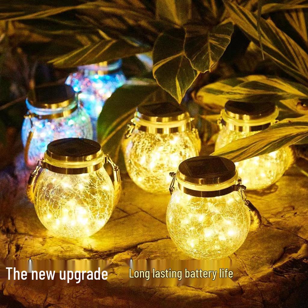 Solar-Powered Outdoor Garden Hanging Light - Glass Mason Jar Christmas Decoration