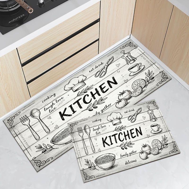 Crystal Velvet Farmhouse Kitchen Letter Print Runner Mat Set Waterproof Anti Slip Absorbent Floor Rug Home Decor Gift
