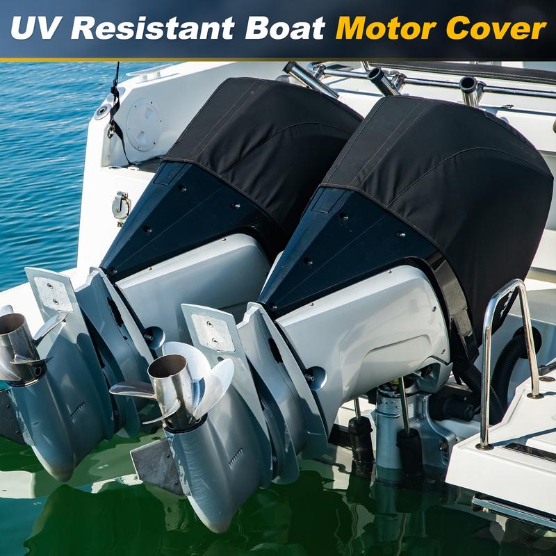 X Autohaux Outboard Motor Cover 600D Oxford Heavy Duty Boat Engine Cover Waterproof Boat Motor Semi-Cover Outboard Engine Cover