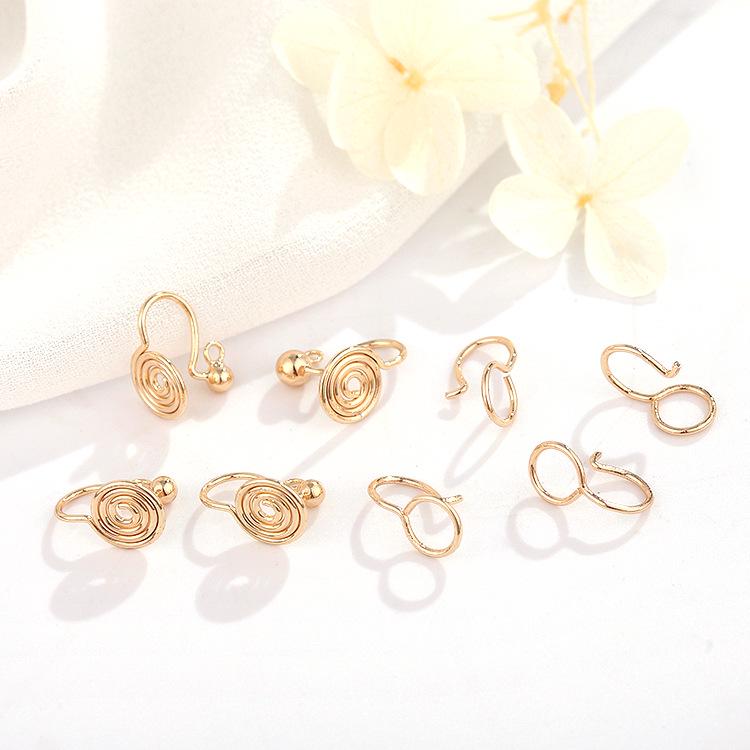 

Korean Style 14k Gold-Plated Pure Copper Painless Round Ear Clips with Pendant Mosquito Coil Design Real Gold Electroplated, Color Retention