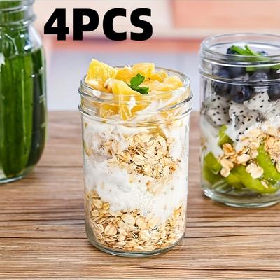 4pcs Mason Jars with Lid Wide Mouth Glass Jars Transparent Durable Kitchen Storage Container for Pickling Storage Food Salad Jam