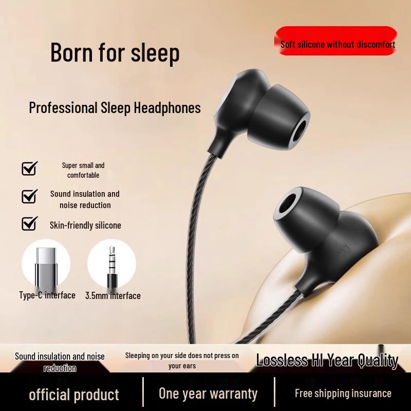 Wired USB-C Noise-Cancelling Sleep Earphones - High-Fidelity Sound, Super Soundproof