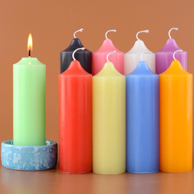 Odorless Pink & Blue Thick Wax Candles for Home Decor & Emergency Use
