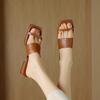Thick heel with slippers for women's outer wear summer 2025 new low-heeled open-toed square-headed Roman sandals