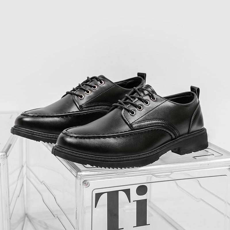 Anti-slip and Water-resistant Men's Casual Shoes, with Heightening Round Toe Design, Men's Leather Shoes Made of Cowhide Materia